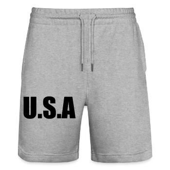 Vereinigte Staaten von Amerika - Stanley/Stella Unisex Bio Joggingshorts Trainer  - Grau meliert - Vorne - Nik (191cm) & Marisol (170cm)