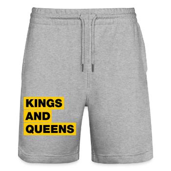 Kings and Queens / Könige und Königinnen - Stanley/Stella Unisex Bio Joggingshorts Trainer  - Grau meliert - Vorne - Nik (191cm) & Marisol (170cm)