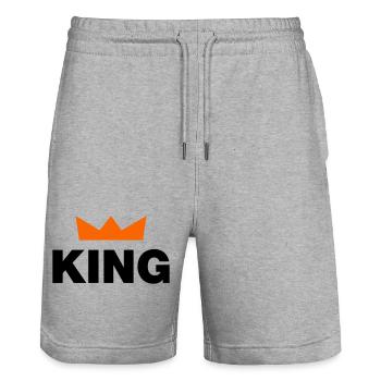 King with crown / 2 colors - Stanley/Stella Trainer Unisex Organic Jogging Shorts - heather grey - Front - Nik (191cm) & Marisol (170cm)