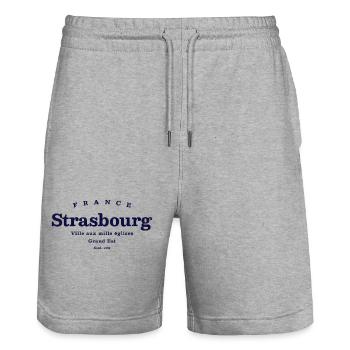 Strasbourg Vintage Stadtlogo - Stanley/Stella Unisex Bio Joggingshorts Trainer  - Grau meliert - Vorne - Nik (191cm) & Marisol (170cm)