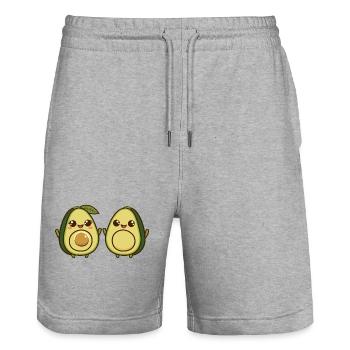 Animated Cute Avocado Duo - Stanley/Stella Trainer Unisex Organic Jogging Shorts - heather grey - Front - Nik (191cm) & Marisol (170cm)