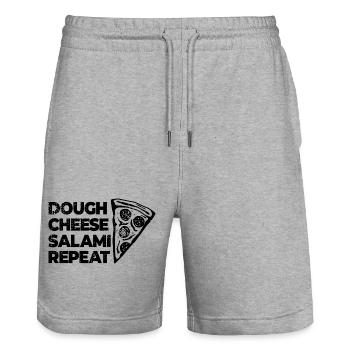 Dough Cheese Salami Repeat - Stanley/Stella Trainer Unisex Organic Jogging Shorts - heather grey - Front - Nik (191cm) & Marisol (170cm)