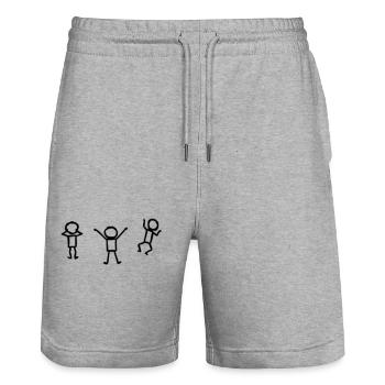 Three happy prostitutes in motion - Stanley/Stella Trainer Unisex Organic Jogging Shorts - heather grey - Front - Nik (191cm) & Marisol (170cm)