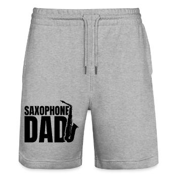 Saxophone Papa - Short de jogging bio TRAINER Stanley/Stella unisexe - gris chiné - Devant - Nik (191cm) & Marisol (170cm)