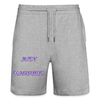 SAINT VALENTINE. bachelorette party. I LOVE YOU. I LOVE YOU. LOVE - Stanley/Stella Trainer Unisex Organic Jogging Shorts - heather grey - Front - Nik (191cm) & Marisol (170cm)