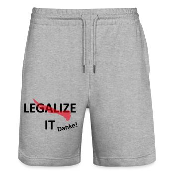 Cannabis Marijuana Legalization - Stanley/Stella Trainer Unisex Organic Jogging Shorts - heather grey - Front - Nik (191cm) & Marisol (170cm)