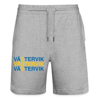 VÄSTERVIK Suède Sverige Suède Drapeau - Short de jogging bio TRAINER Stanley/Stella unisexe - gris chiné - Devant - Nik (191cm) & Marisol (170cm)