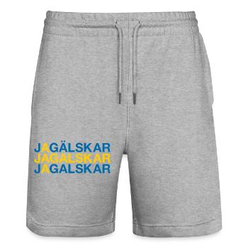 I LOVE SWEDEN Schweden Flagge - Stanley/Stella Unisex Bio Joggingshorts Trainer  - Grau meliert - Vorne - Nik (191cm) & Marisol (170cm)