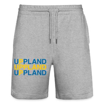 UPPLAND Sverige Sweden Sweden Flag - Stanley/Stella Trainer Unisex Organic Jogging Shorts - heather grey - Front - Nik (191cm) & Marisol (170cm)