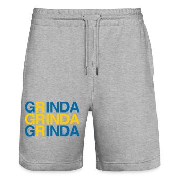 GRINDA Sverige Suède Suède Drapeau - Short de jogging bio TRAINER Stanley/Stella unisexe - gris chiné - Devant - Nik (191cm) & Marisol (170cm)