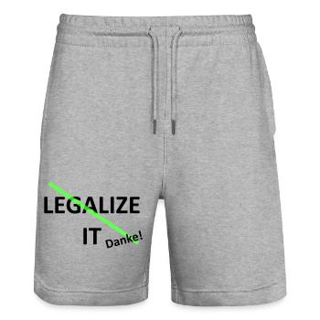 Legalize it weed Marihuana - Stanley/Stella Unisex Bio Joggingshorts Trainer  - Grau meliert - Vorne - Nik (191cm) & Marisol (170cm)
