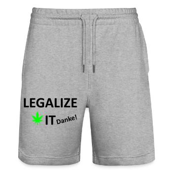 Legalize It weed Cannabis Marihuana - Stanley/Stella Unisex Bio Joggingshorts Trainer  - Grau meliert - Vorne - Nik (191cm) & Marisol (170cm)