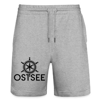 Anker Ostsee Symbol Logo See Norden Illustration - Stanley/Stella Unisex Bio Joggingshorts Trainer  - Grau meliert - Vorne - Nik (191cm) & Marisol (170cm)