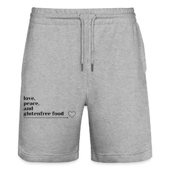 love, peace and glutenfree food - Stanley/Stella Unisex Bio Joggingshorts Trainer  - Grau meliert - Vorne - Nik (191cm) & Marisol (170cm)