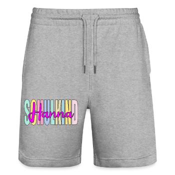SCHULKIND MÄDCHEN - SCHRIFTZUG NAME HANNA - Stanley/Stella Unisex Bio Joggingshorts Trainer  - Grau meliert - Vorne - Nik (191cm) & Marisol (170cm)
