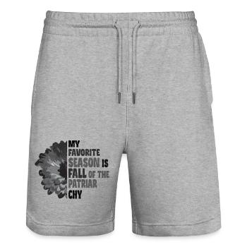 My favorite season is Fall of the Patriarchy - Stanley/Stella Unisex Bio Joggingshorts Trainer  - Grau meliert - Vorne - Nik (191cm) & Marisol (170cm)