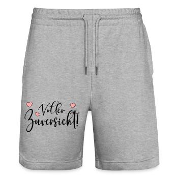 VOLLER ZUVERSICHT - Stanley/Stella Unisex Bio Joggingshorts Trainer  - Grau meliert - Vorne - Nik (191cm) & Marisol (170cm)