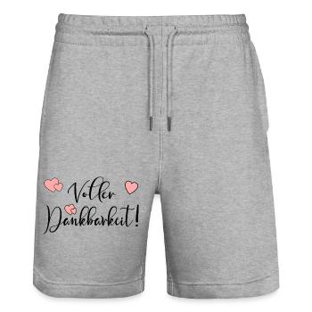 Voller Dankbarkeit VERTRAUEN HOFFNUNG - Stanley/Stella Unisex Bio Joggingshorts Trainer  - Grau meliert - Vorne - Nik (191cm) & Marisol (170cm)