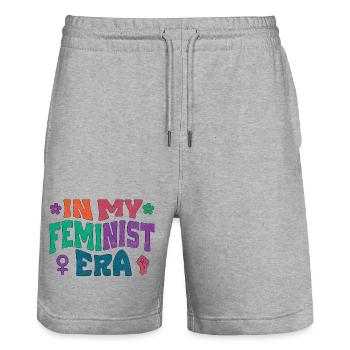 In my feminist era - Stanley/Stella Trainer Unisex Organic Jogging Shorts - heather grey - Front - Nik (191cm) & Marisol (170cm)