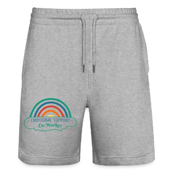 Emotional Support Employee Work Beast Blue - Stanley/Stella Trainer Unisex Organic Jogging Shorts - heather grey - Front - Nik (191cm) & Marisol (170cm)