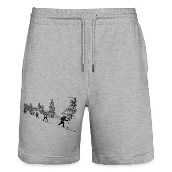 SKI - Stanley/Stella Trainer Unisex Organic Jogging Shorts - heather grey - Front - Nik (191cm) & Marisol (170cm)