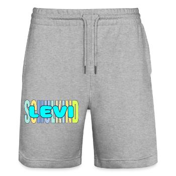 SCHULKIND JUNGENNAME LEVI - Stanley/Stella Unisex Bio Joggingshorts Trainer  - Grau meliert - Vorne - Nik (191cm) & Marisol (170cm)