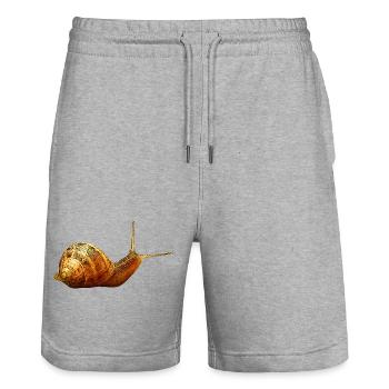 süße tiershirts, Weinbergschnecke - Stanley/Stella Unisex Bio Joggingshorts Trainer  - Grau meliert - Vorne - Nik (191cm) & Marisol (170cm)