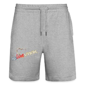 Liebevolution Herzrose Typo - Stanley/Stella Unisex Bio Joggingshorts Trainer  - Grau meliert - Vorne - Nik (191cm) & Marisol (170cm)