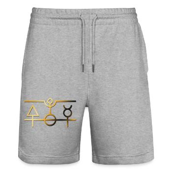 Symbol des Steins der Weisen - Stanley/Stella Unisex Bio Joggingshorts Trainer  - Grau meliert - Vorne - Nik (191cm) & Marisol (170cm)
