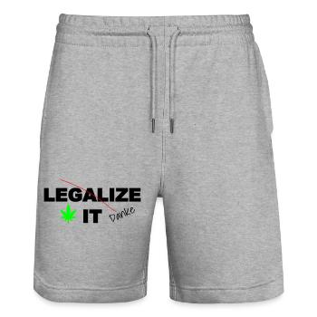 Gras Cannabis Marihuana Legalisierung - Stanley/Stella Unisex Bio Joggingshorts Trainer  - Grau meliert - Vorne - Nik (191cm) & Marisol (170cm)