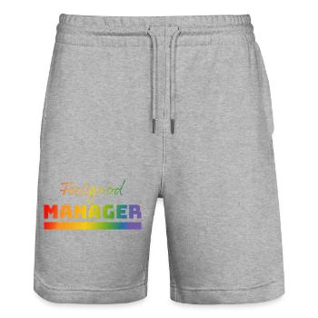 Tshirt Feelgood Manager rainbow - Stanley/Stella Trainer Unisex Organic Jogging Shorts - heather grey - Front - Nik (191cm) & Marisol (170cm)