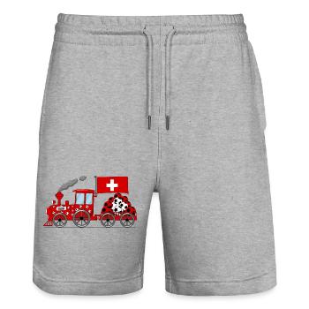 Suisse Flag Football Chemin de fer - Short de jogging bio TRAINER Stanley/Stella unisexe - gris chiné - Devant - Nik (191cm) & Marisol (170cm)