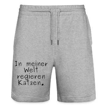Abstraktes Farbklecks-Design für kreative Köpfe - Stanley/Stella Unisex Bio Joggingshorts Trainer  - Grau meliert - Vorne - Nik (191cm) & Marisol (170cm)