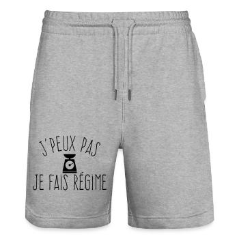 J'peux pas je fais régime  - Short de jogging bio TRAINER Stanley/Stella unisexe - gris chiné - Devant - Nik (191cm) & Marisol (170cm)