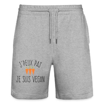 J'peux pas je suis vegan  - Short de jogging bio TRAINER Stanley/Stella unisexe - gris chiné - Devant - Nik (191cm) & Marisol (170cm)