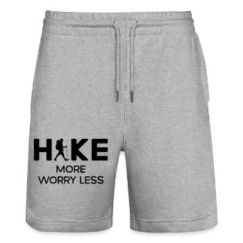 Hike More Worry Less - Hiking Gift - Stanley/Stella Trainer Unisex Organic Jogging Shorts - heather grey - Front - Nik (191cm) & Marisol (170cm)