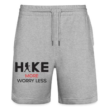 Hike More Worry Less - Hiking Gift - Stanley/Stella Trainer Unisex Organic Jogging Shorts - heather grey - Front - Nik (191cm) & Marisol (170cm)