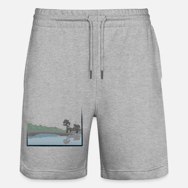 Landschaft mit See modifiziert - Stanley/Stella Unisex Bio Joggingshorts Trainer  - Grau meliert