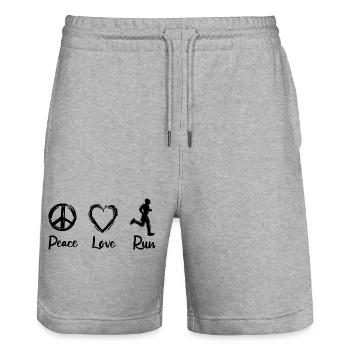 I love running - Stanley/Stella Trainer Unisex Organic Jogging Shorts - heather grey - Front - Nik (191cm) & Marisol (170cm)