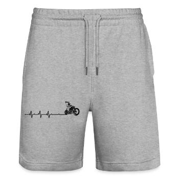 Heartbeat biker - Stanley/Stella Trainer Unisex Organic Jogging Shorts - heather grey - Front - Nik (191cm) & Marisol (170cm)