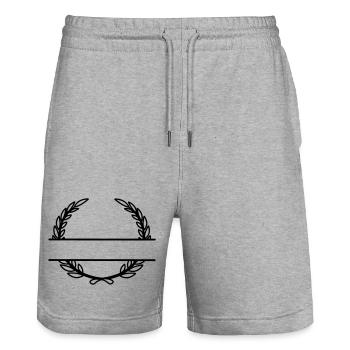 Couronne de laurier nom bannière - Short de jogging bio TRAINER Stanley/Stella unisexe - gris chiné - Devant - Nik (191cm) & Marisol (170cm)