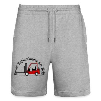 Staplerfahrer rot beste Staplerfahrer der Welt - Stanley/Stella Unisex Bio Joggingshorts Trainer  - Grau meliert - Vorne - Nik (191cm) & Marisol (170cm)