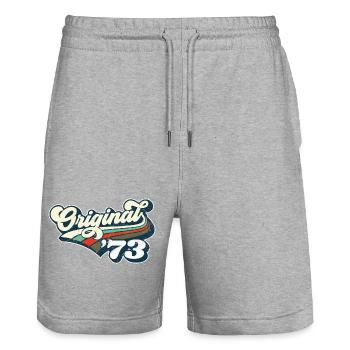 Original '73 - Stanley/Stella Trainer Unisex Organic Jogging Shorts - heather grey - Front - Nik (191cm) & Marisol (170cm)