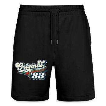 Original '83 - Stanley/Stella Trainer Unisex Organic Jogging Shorts - black - Front - Nik (191cm) & Marisol (170cm)