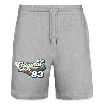 Original '83 - Stanley/Stella Trainer Unisex Organic Jogging Shorts - heather grey - Front - Nik (191cm) & Marisol (170cm)