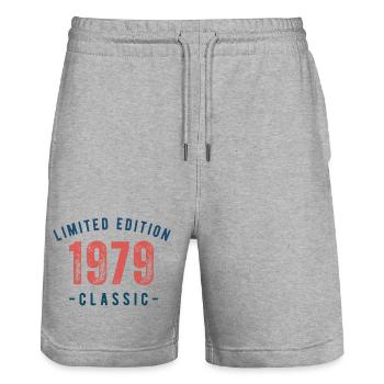 1979 Retro Limited Edition Classic - Stanley/Stella Trainer Unisex Organic Jogging Shorts - heather grey - Front - Nik (191cm) & Marisol (170cm)