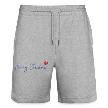 CHRISTMAS. MERRY CHRISTMAS. MERRY CHRISTMAS. NEW YEAR’S DAY - Stanley/Stella Trainer Unisex Organic Jogging Shorts - heather grey - Front - Nik (191cm) & Marisol (170cm)