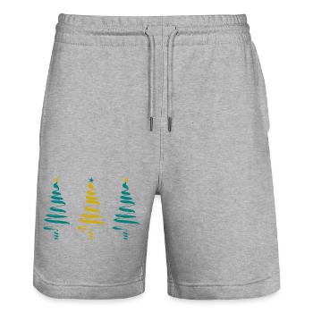 CHRISTMAS. MERRY CHRISTMAS. MERRY CHRISTMAS. NEW YEAR’S DAY - Stanley/Stella Trainer Unisex Organic Jogging Shorts - heather grey - Front - Nik (191cm) & Marisol (170cm)
