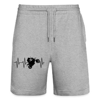 Biker Moto Wheelie Heartbeat Pulse Cross ECG - Short de jogging bio TRAINER Stanley/Stella unisexe - gris chiné - Devant - Nik (191cm) & Marisol (170cm)