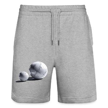 Boule de marbre/Sphère - Short de jogging bio TRAINER Stanley/Stella unisexe - gris chiné - Devant - Nik (191cm) & Marisol (170cm)